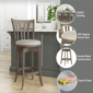 HH2 Home Savana Grey Wood Swivel Bar Height Stool - image 10
