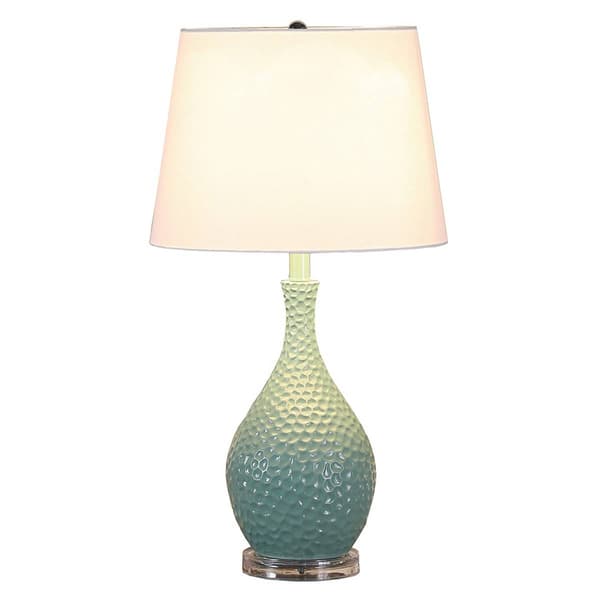 HomeRoots 28in. Aqua Hammered Urn Table Lamp