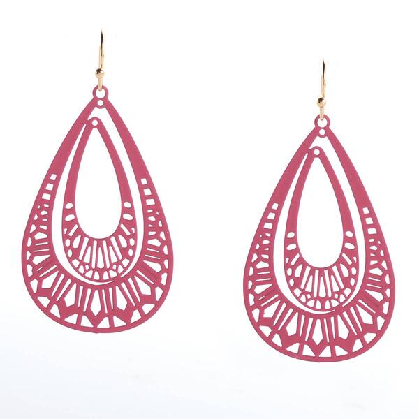 Ashley Cooper&#40;tm&#41; Pink & Gold-Tone Filigree Tear Drop Earrings - image 