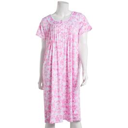Womens Laura Ashley&#40;R&#41; Short Sleeve Floral Henley Nightgown