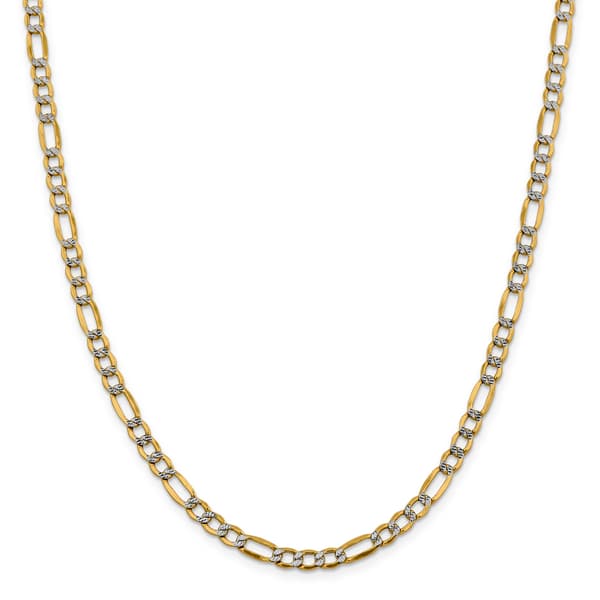 Mens Gold Classics(tm) 5.25mm. 14k Semi Solid Pave Figaro Necklace - image 