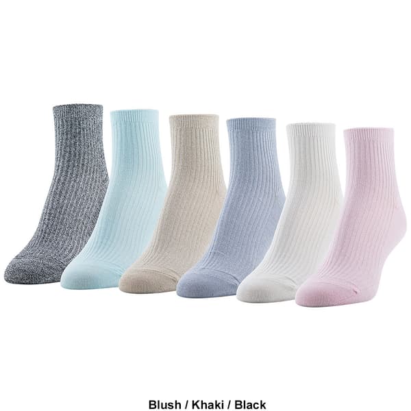 Womens Gold Toe® 6pk. Simple Rib Quarter Socks