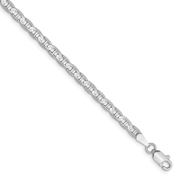 Mens Gold Classics(tm) 3mm. White Gold Concave Anchor Chain Bracelet