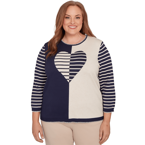 Plus Size Alfred Dunner Saratoga Springs Heart Motif Detail Stri - image 