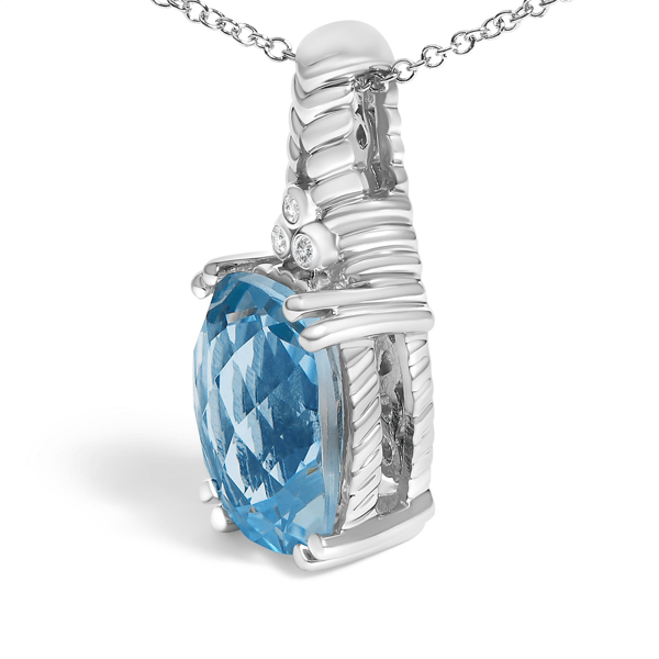 Haus of Brilliance Round Accent Diamond & Topaz Pendant Necklace