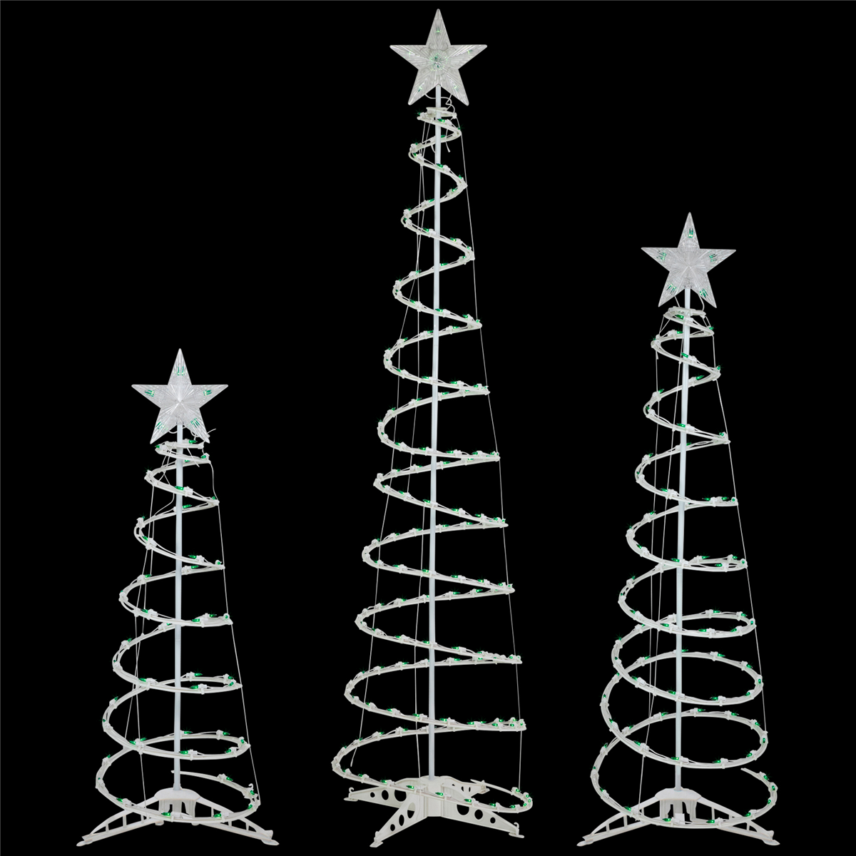 Northlight Green Lighted Spiral Christmas Trees - Set of 3