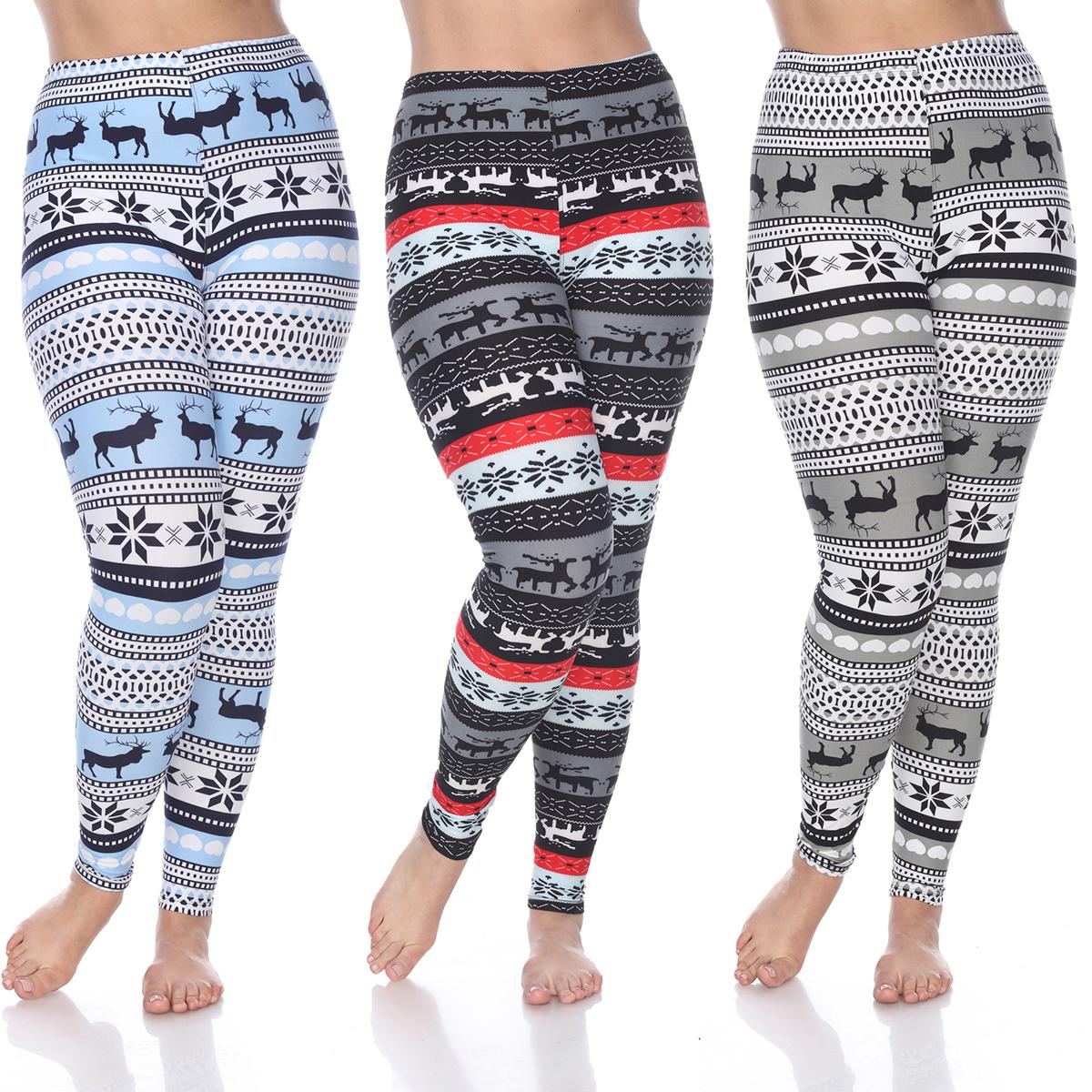 Plus Size White Mark 3pk. Deer Leggings