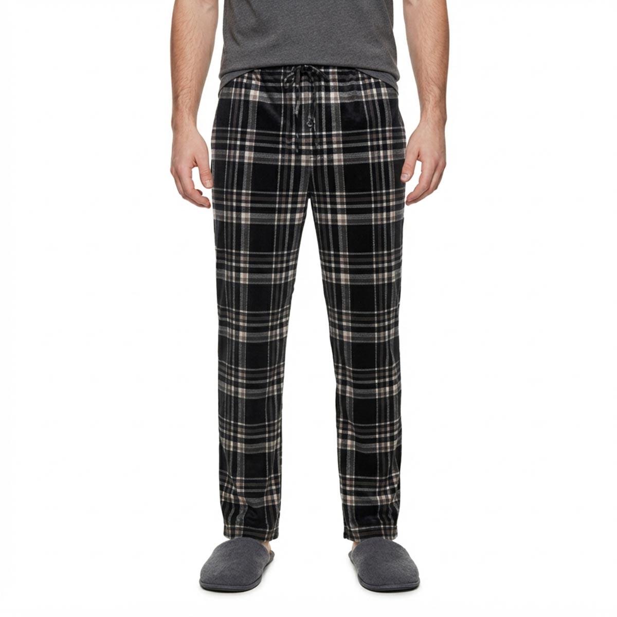 Mens Preswick & Moore(R) Black & White Plaid Silky Pajama Pants