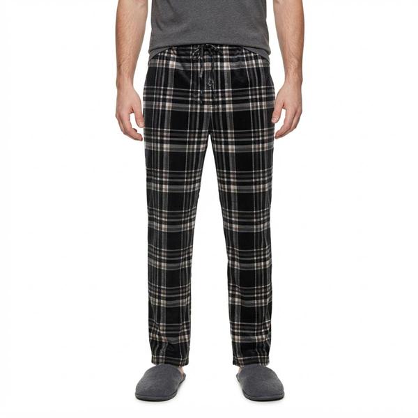 Mens Preswick & Moore(R) Black & White Plaid Silky Pajama Pants - image 