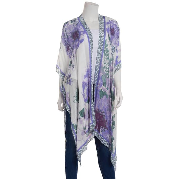 Womens Modena Lightweight Purple Floral Kimono