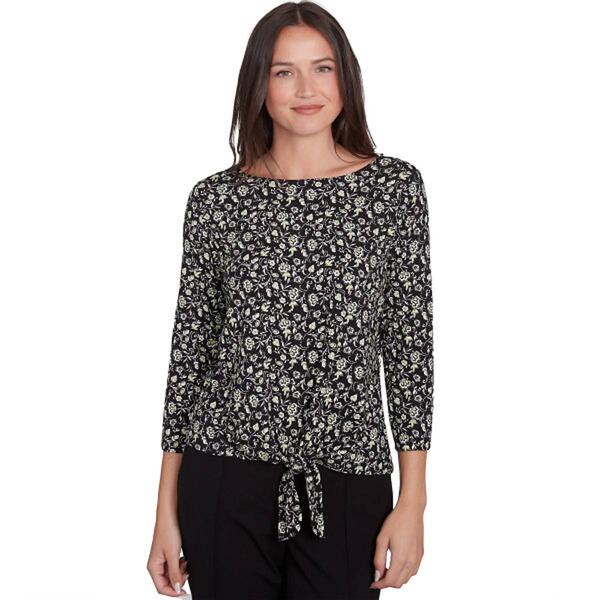 Womens Emaline Key Items 3/4 Sleeve Tie Front Blouse - image 
