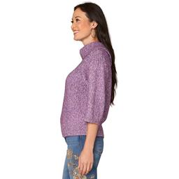 Womens Democracy 3/4 Sleeve Turtleneck Pointelle Stitch Sweater