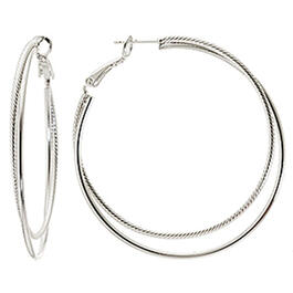 Fine Silver Plated 52MM Circle Hoop Earrings