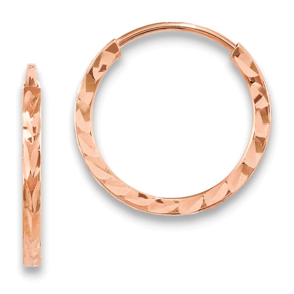 Gold Classics&#40;tm&#41; 14k Rose Diamond Cut Square Tube Earrings - image 