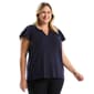 Plus Size Rafaella Eyelet Flutter Sleeve Split Neck Top - image 1