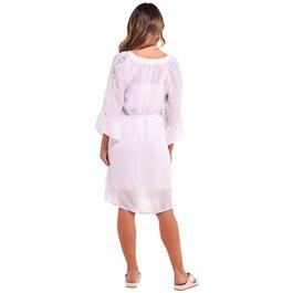 Womens Mlle Gabrielle Bell Sleeve With Lace V-Neck Dress