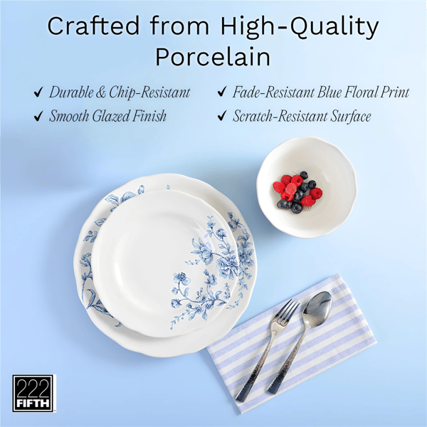 222 Fifth Bellamy Porcelain 12pc. Dinnerware Set - Service for 4