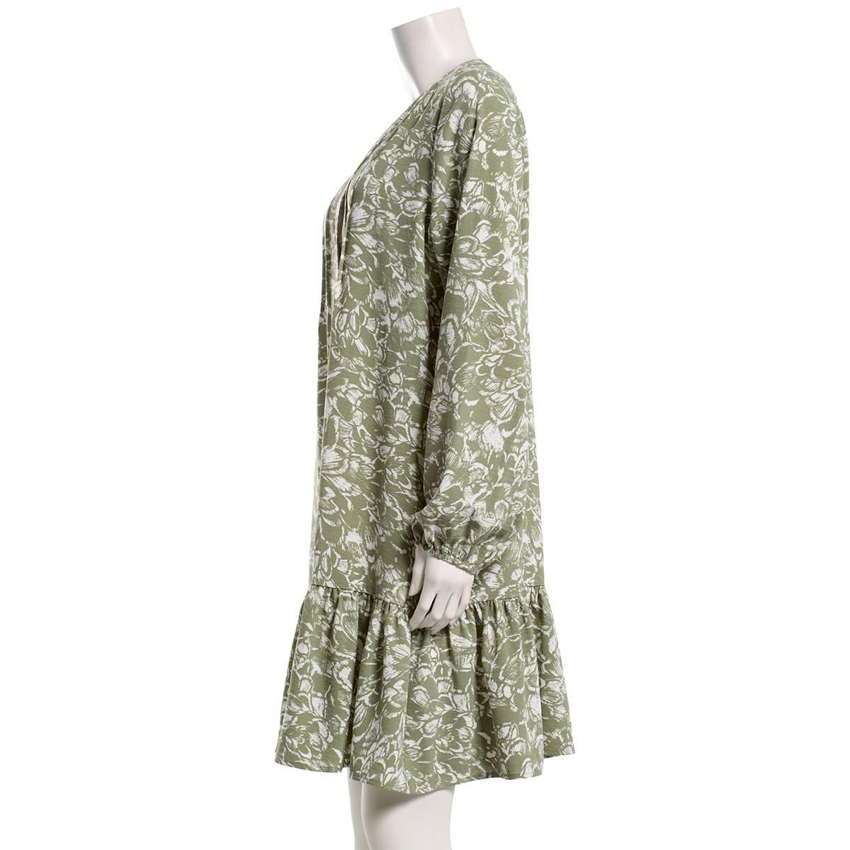 Womens Emily Daniels Long Sleeve Floral Ruffle Hem Shirtdress