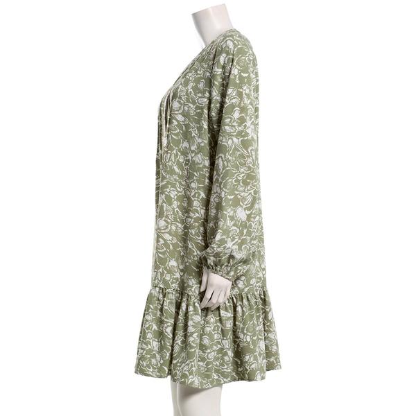 Womens Emily Daniels Long Sleeve Floral Ruffle Hem Shirtdress