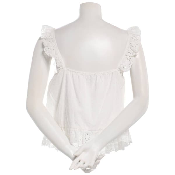 Juniors A. Byer Pin Dot Ruffle Eyelet Tank Top