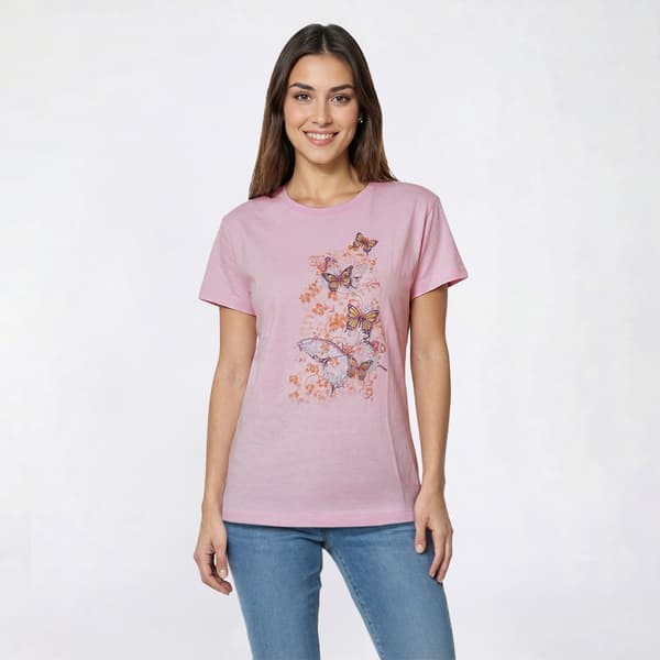Womens Top Stitch By Morning Sun Butterfly Breeze Tee - image 