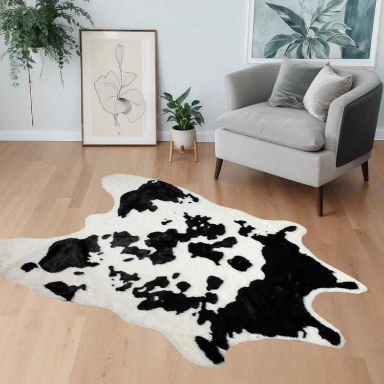 9th & Pike® Black & White Faux Cowhide Area Rug