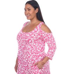 Plus Size White Mark Leopard Cold Shoulder Tunic