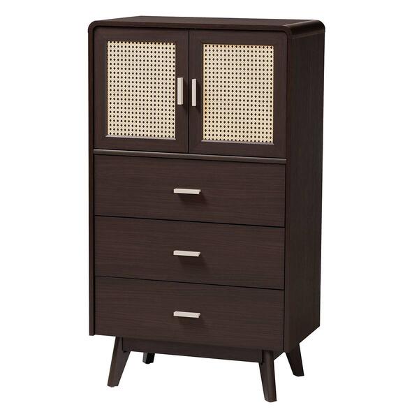 Baxton Studio Giancarlo Mid-Century Modern 3-Drawer Storage Chest - image 