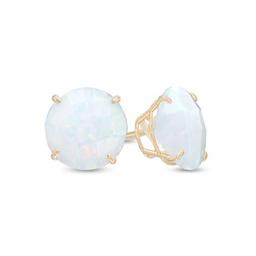 Gemstone Classics(tm) Gold & Created Opal 6mm Stud Earrings