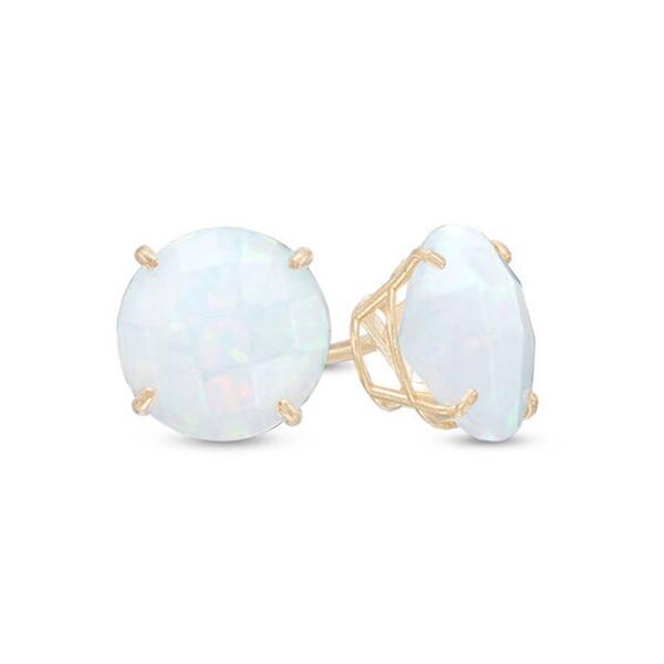 Gemstone Classics&#40;tm&#41; Gold & Created Opal 6mm Stud Earrings - image 