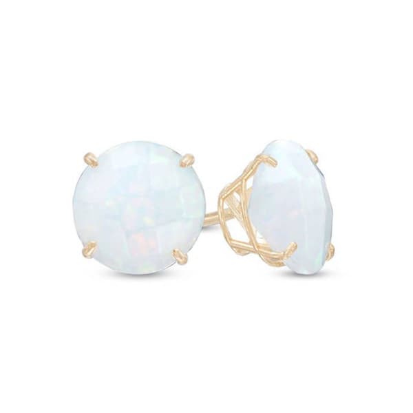 Gemstone Classics(tm) Gold & Created Opal 6mm Stud Earrings - image 