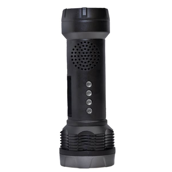 QFX Solar Flashlight w/ FM Radio External Speaker