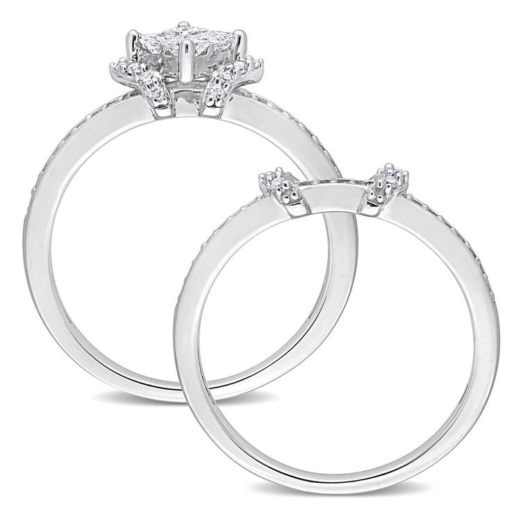 Diamond Classics™ 1/2ctw. Princess Diamond Silver Bridal Ring Set