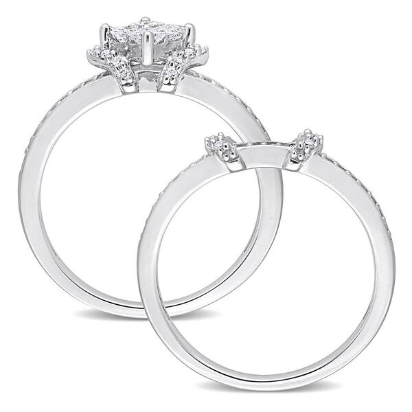 Diamond Classics&#8482; 1/2ctw. Princess Diamond Silver Bridal Ring Set