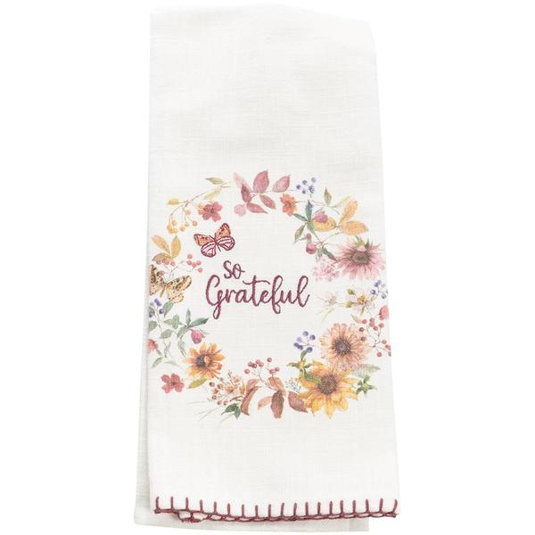Kay Dee Designs Mulberry Bloom Embroidered Grateful Tea Towel - image 