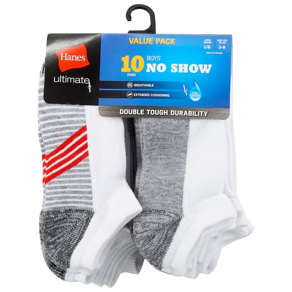Boys (8-20) Hanes(R) 10pk. Ultimate No Show Socks - image 