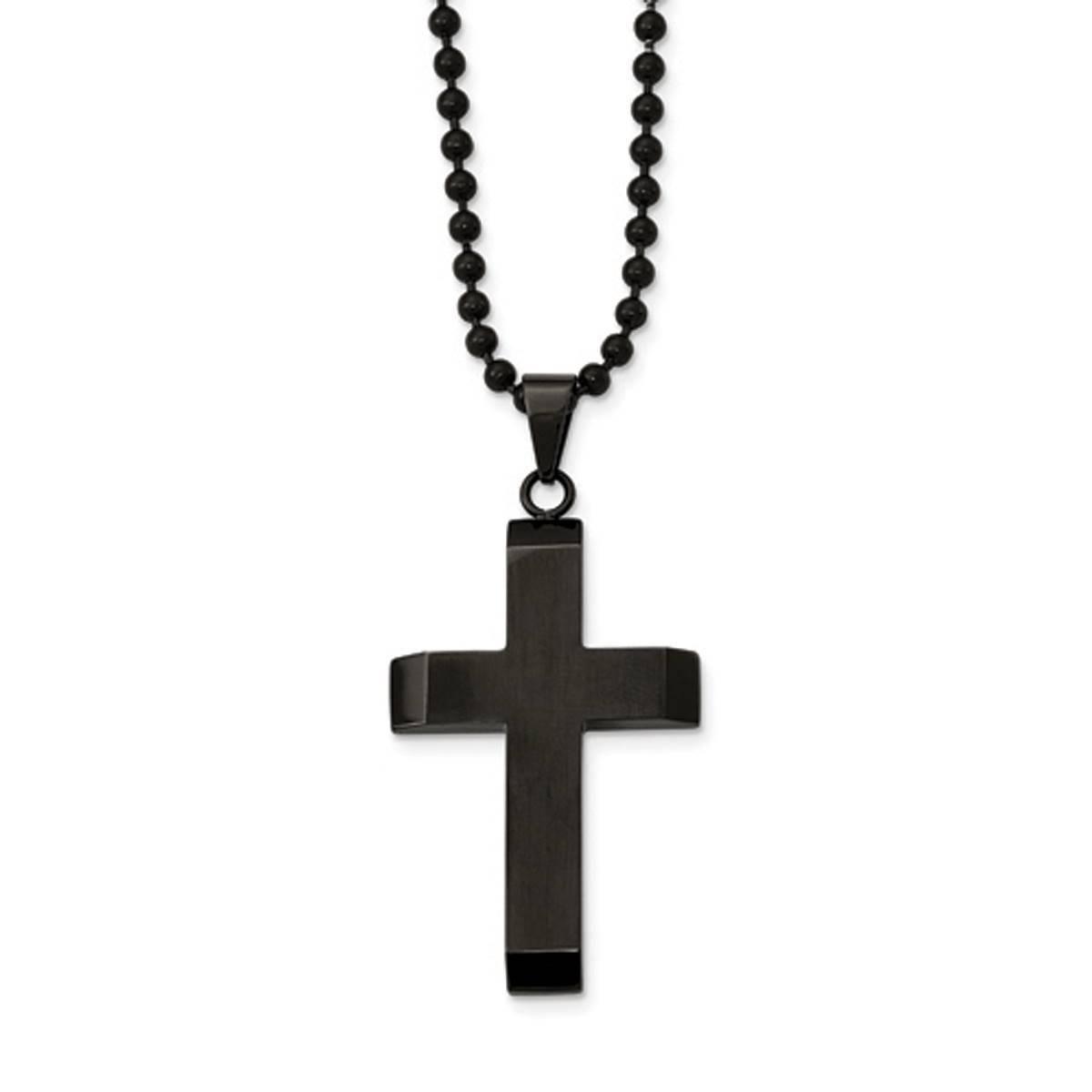 Mens Gentlemen’s Classics™ Polished Black IP Cross...