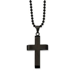 Mens Gentlemen's Classics(tm) Polished Black IP Cross Necklace
