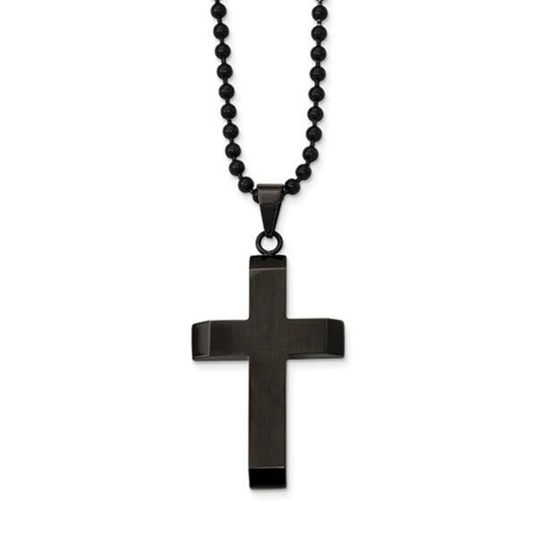 Mens Gentlemen's Classics&#40;tm&#41; Polished Black IP Cross Necklace - image 