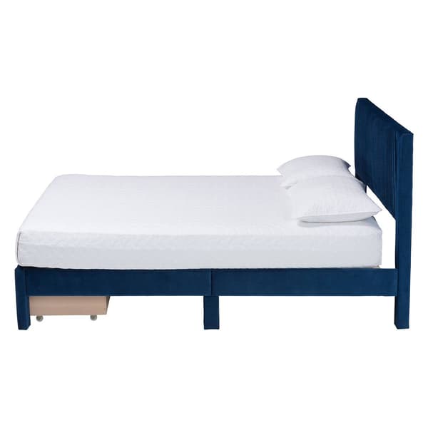 Baxton Studio Elora Modern Pleated Velvet Storage Queen Bedframe