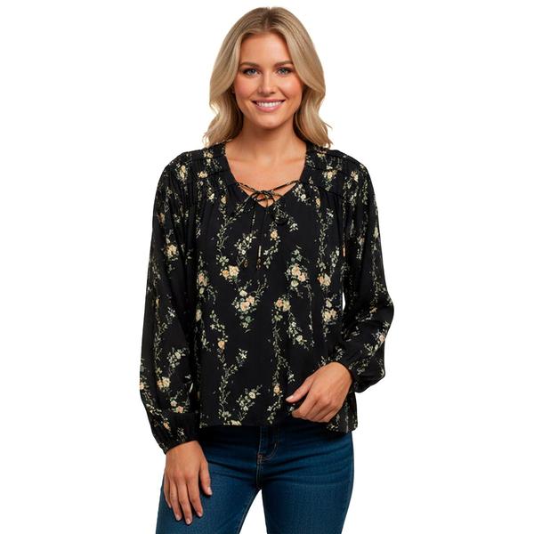 Womens Angels Forever Young Long Sleeve Floral Leaf Blouse - image 