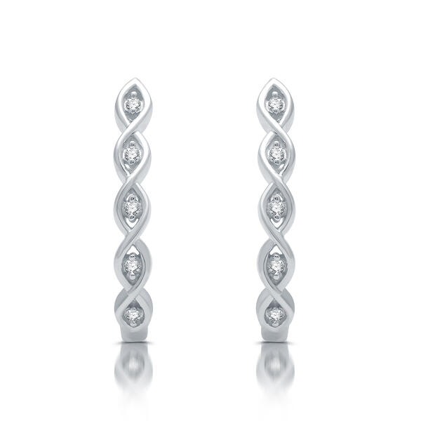Diamond Classics&#40;tm&#41; Sterling Silver 1/10ctw. Hoop Earrings - image 