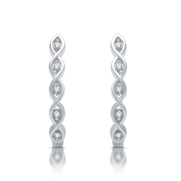 Diamond Classics&#40;tm&#41; Sterling Silver 1/10ctw. Hoop Earrings - image 