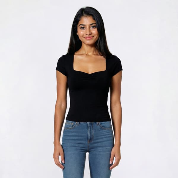 Juniors Derek Heart Sweetheart Neck Cap Sleeve Top
