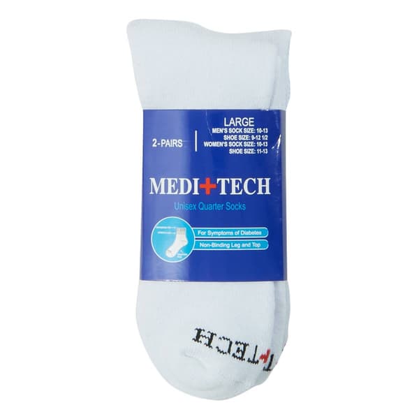 Mens Meditech 2pr. Diabetic Quarter Socks