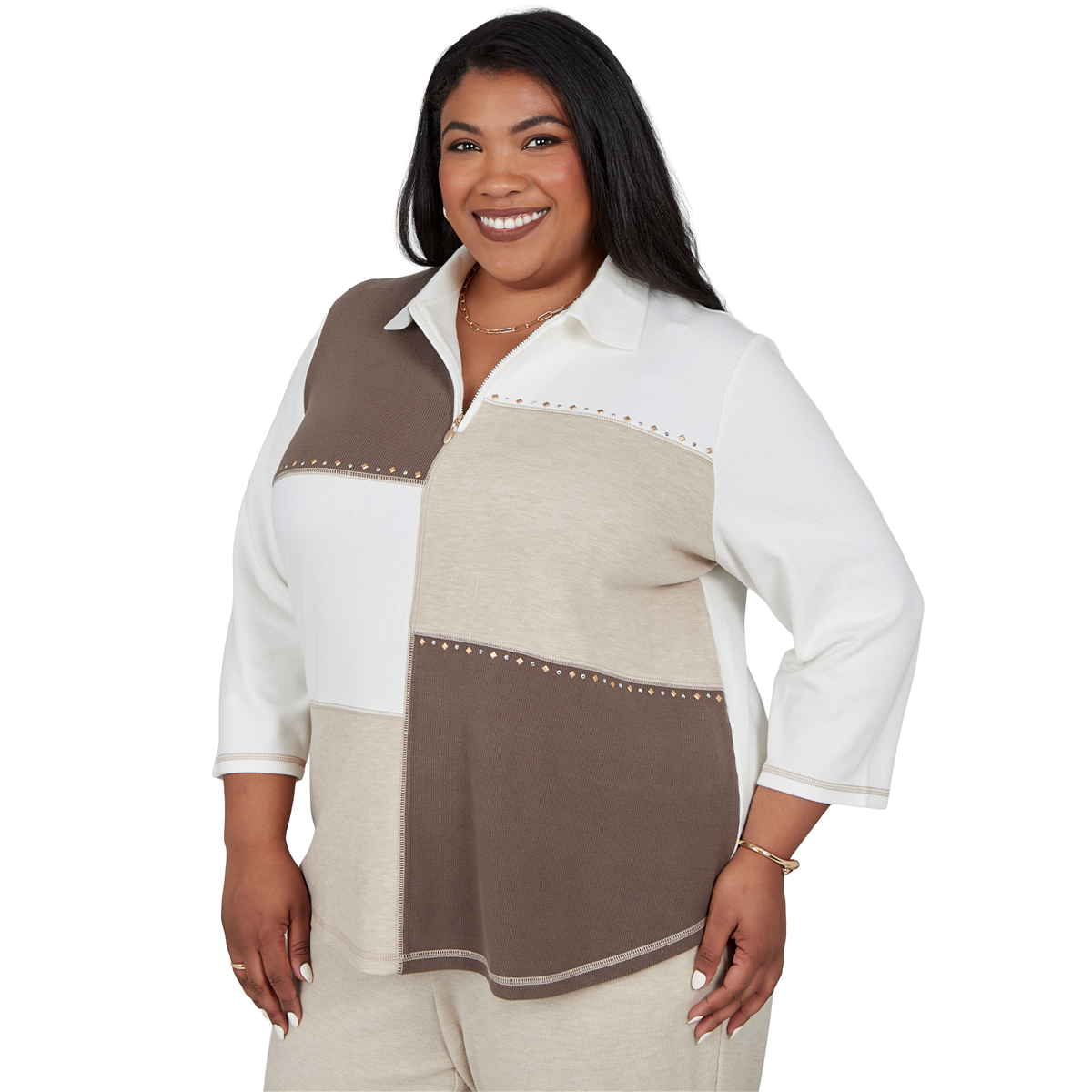 Plus Size Alfred Dunner Luxe Be A Lady Color Block Sweatshirt