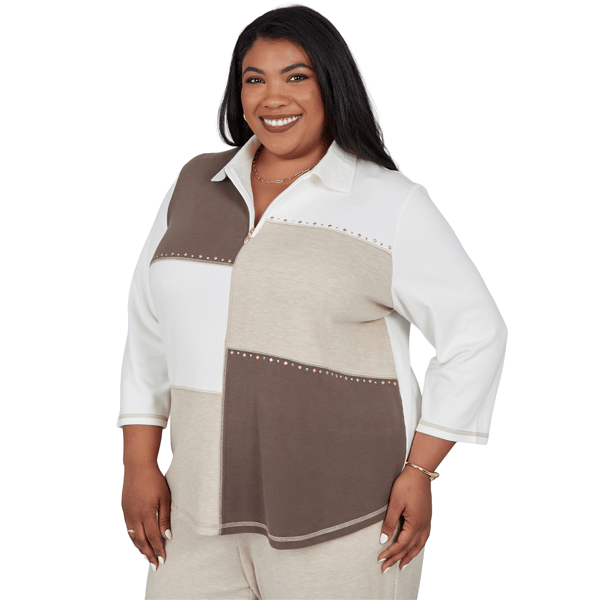Plus Size Alfred Dunner Luxe Be A Lady Color Block Sweatshirt
