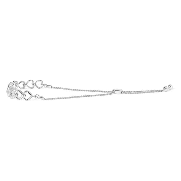 Haus of Brilliance Silver 1/10ctw. Diamond Heart Bolo Bracelet