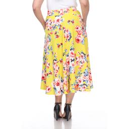 Plus Size White Mark Tasmin Spring Floral Flare Midi Skirt