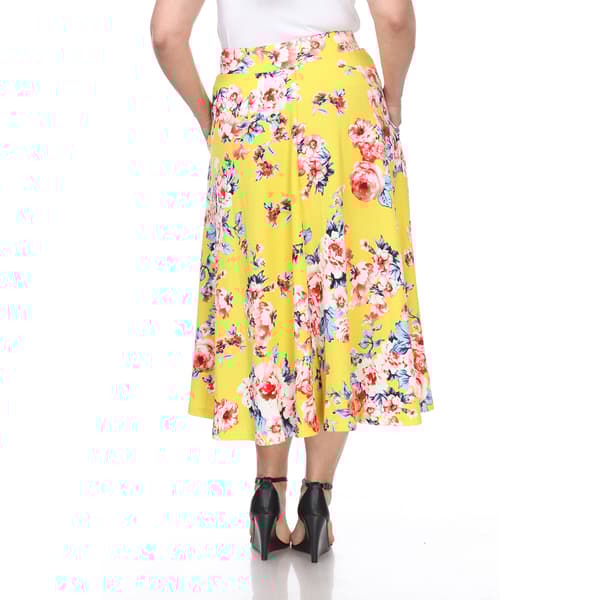 Plus Size White Mark Tasmin Spring Floral Flare Midi Skirt